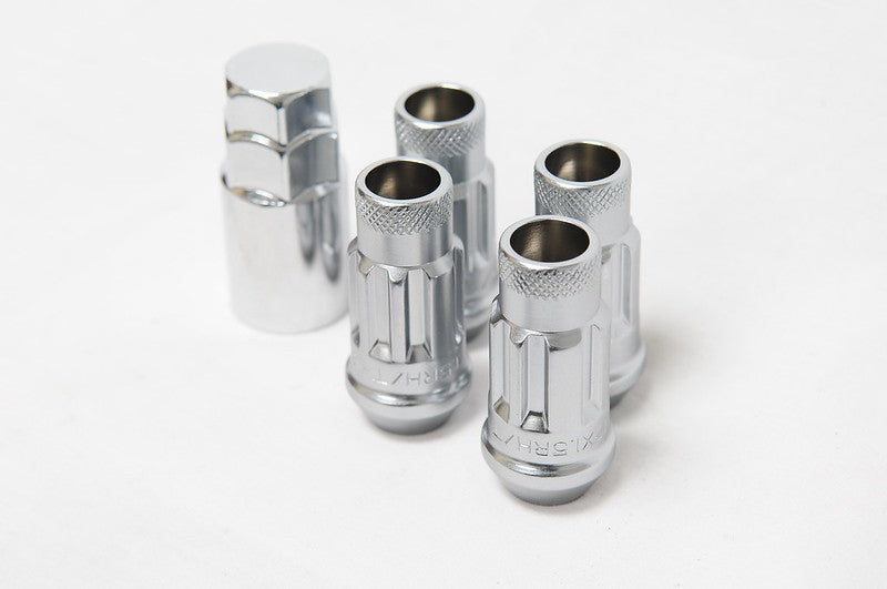 Muteki SR48 12x1.50 48mm Satin Silver Open End Locking Lug Nut - Set of 4