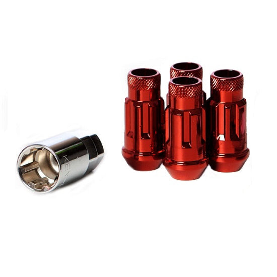 Muteki SR48 Open End Locking Lug Nut Set of 4 - Red 12x1.25 48mm