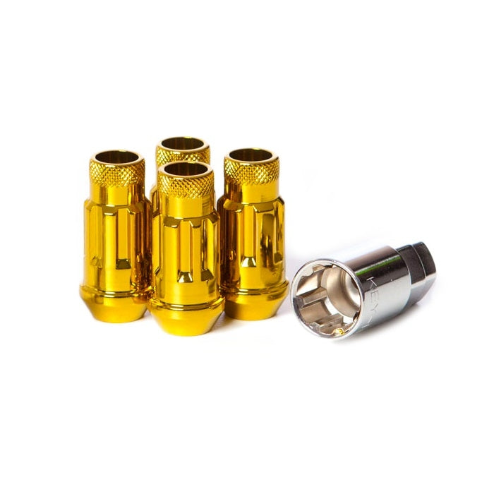 Muteki SR48 Open End Locking Lug Nut Set of 4 - Gold Chrome 12x1.25 48mm