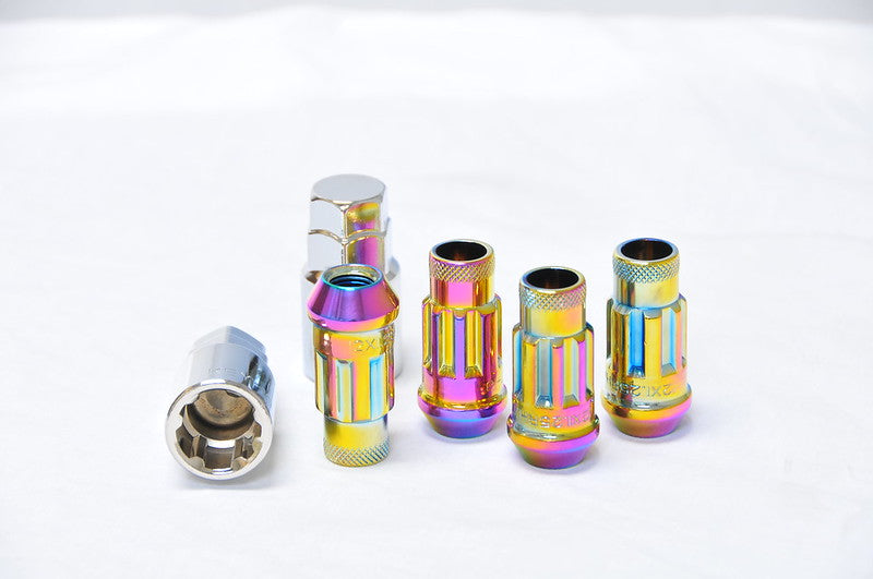 Muteki SR48 Open End Locking Lug Nut Set of 4 - Neon 12x1.25 48mm