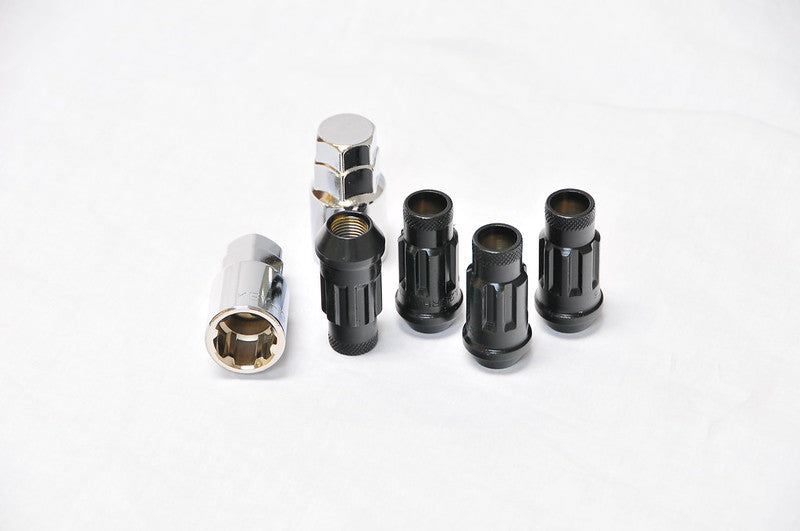 Muteki SR48 Open End Locking Lug Nut Set of 4 - Black 12x1.25 48mm