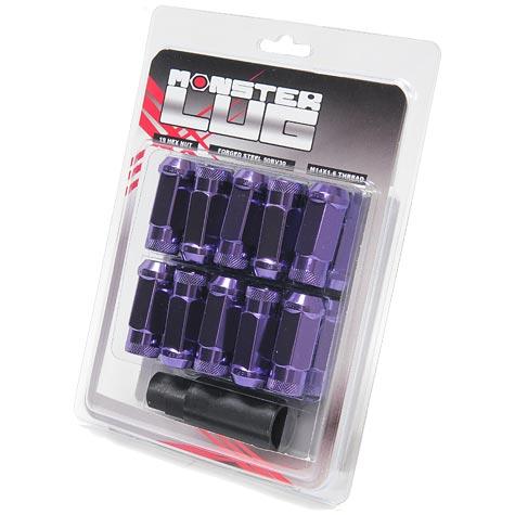 Monster Lug Open End Lug Nut Set of 20 - Purple 14x1.50
