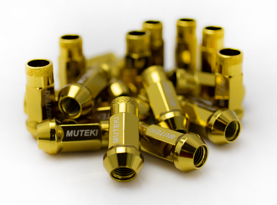 Muteki SR48 Open End Lug Nuts - Gold Chrome 12x1.25 48mm