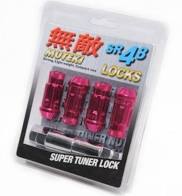 Muteki SR48 Open End Locking Lug Nut Set of 4 - Pink 12x1.25 48mm
