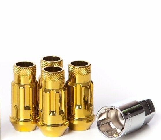 Muteki SR48 Open End Locking Lug Nut Set of 4 - Gold Chrome 12x1.50 48mm
